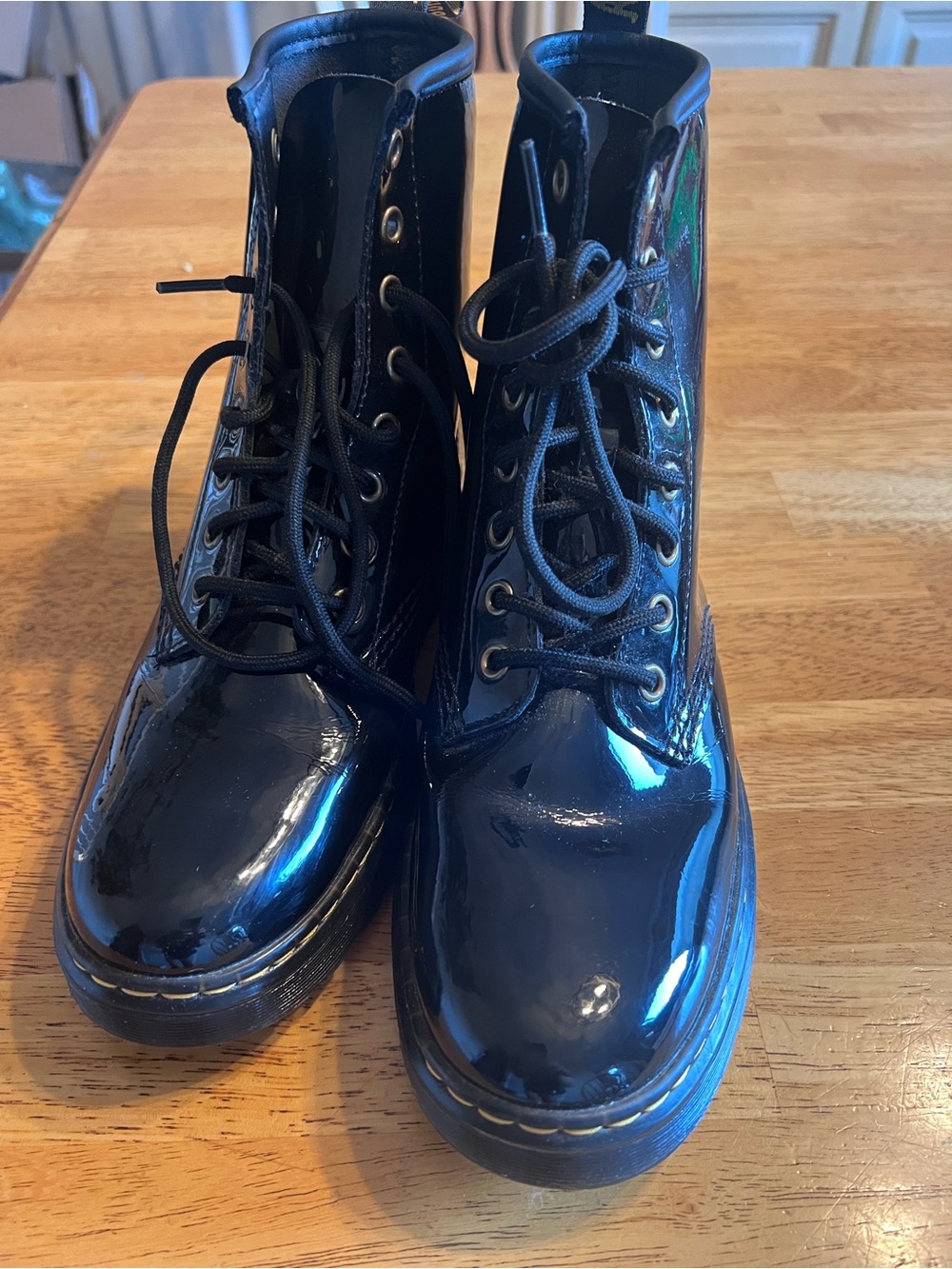 Dr. Martens Black Patent Lace-Up Boots for Women